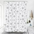 thumbnail image 3 of Grey Snowflake Shower Curtain Christmas Winter Holiday Shower Curtains White Waterproof Bathroom Decor Polyester Fabric Curtain Sets with 12 Hooks, 72x72 Inch, 3 of 6