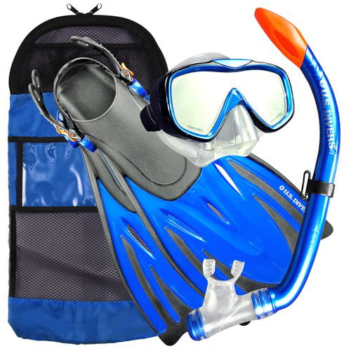 Divers Cozumel Adult Snorkeling Set with Large Fins Mask and Bag Snorkel U.S 