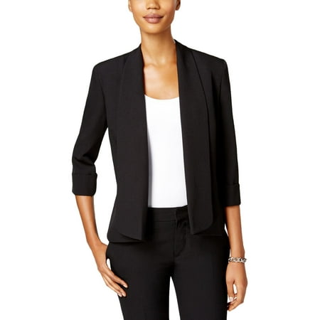 Kasper Womens Petites Cuffed 3/4 Sleeve Open-Front Blazer
