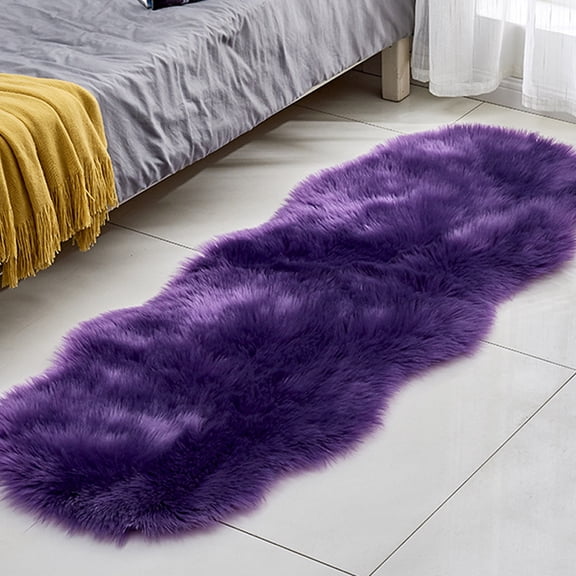 FUDAKUNA Soft Fluffy Faux Sheepskin Area Rugs Purple 24 x 39inches, Comfortable Shaggy Carpet Cushions for Living Room Bedroom