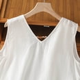 thumbnail image 6 of FRSASU Women's Summer Boho Linen Tank Tops Adjustable Tie Trendy V-Neck Loose Sleeveless Beach Vacation Shirts White, 6 of 8