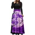 thumbnail image 2 of Qiopertar Vente de Liquidation Robe Longue à Manches Longues Imprimée Halloween pour Femmes avec Fermeture Éclair Col Rond Jupe Longue Offres de la Semaine Moins de 5$, 2 of 5