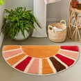 Ihvewuo Boho Half Round Door Mat Decorative Sun Flower Half Circle Door