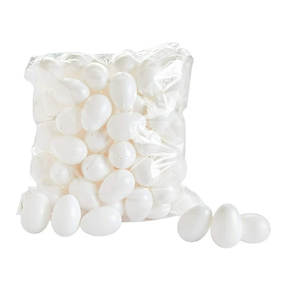 50 Decorative Eggs 6 cm Plastic Eggs Decorating Home Decoration White