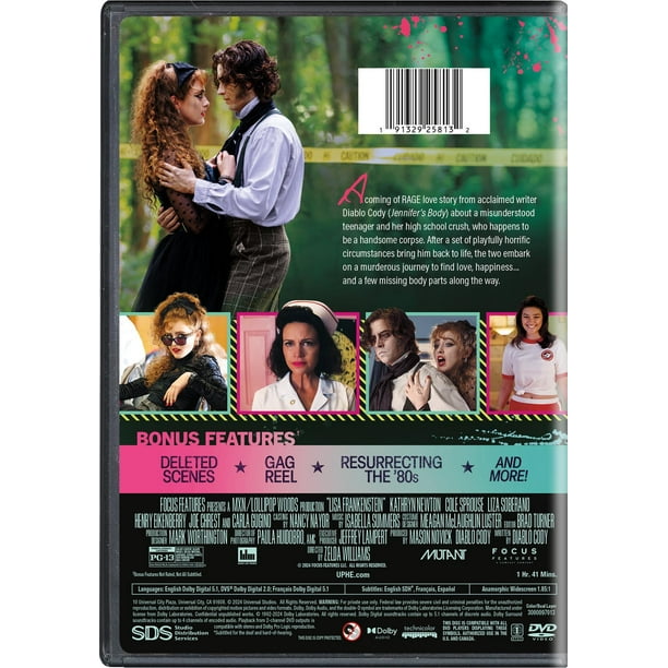 SDS Lisa Frankenstein DVD Horror Comedy with Teen Love and