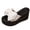 White, variant on Women's Bow Decor Platform Mules Slip-On Sandals Non-Slip Rubber Sole Flat Beach Shoes Lightweight Summer Slippers with Elastic Ankle Strap for Casual Outdoor Walking