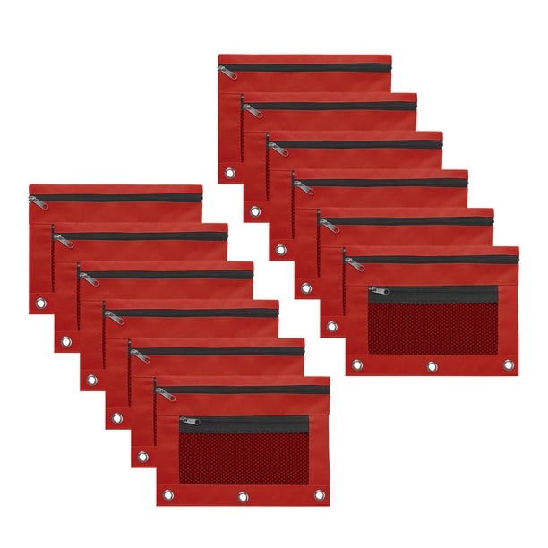 12pc Cloth Eyelet Binder B5 Office Storage File Bag With Three Holes And Zipper Pen Bag
