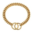 thumbnail image 1 of Collier Chaîne pour Chien Or 18k Poli Acier Inoxydable Chaîne Cubaine Joint Protection Robuste, 1 of 5