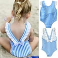 thumbnail image 2 of Odeerbi Girls Swimsuit Toddler Kids Baby Bikini Striped One-Piece Swimwear Beachwear, 2 of 9