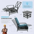 thumbnail image 3 of SUNCROWN 3 Pieces Outdoor Lounge Recliner Set, 2 Adjustable Metal Recliner Sofa Chair and Umbrella Stand Side Square Table Suitable for Garden, Pool, Yard (Peacock Blue), 3 of 9