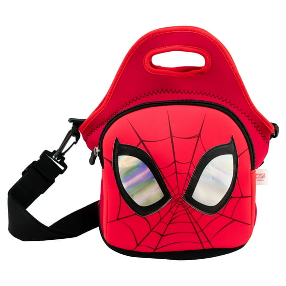 Bolsa de Almuerzo de Neopreno, Diseño Spider-Man con Ojos Holográficos, Lonchera Térmica Reutilizable con Correa Ajustable