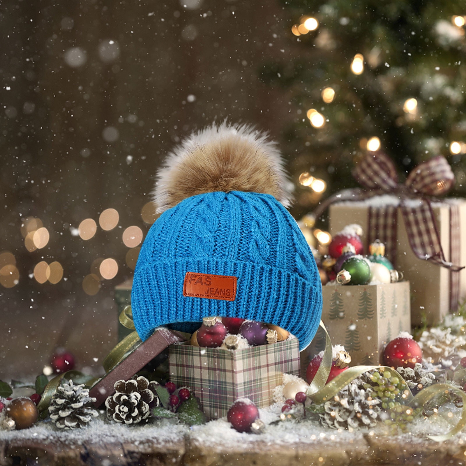 Baby Girls Boys Winter Knitted Woolen Cap One-piece Hair Ball