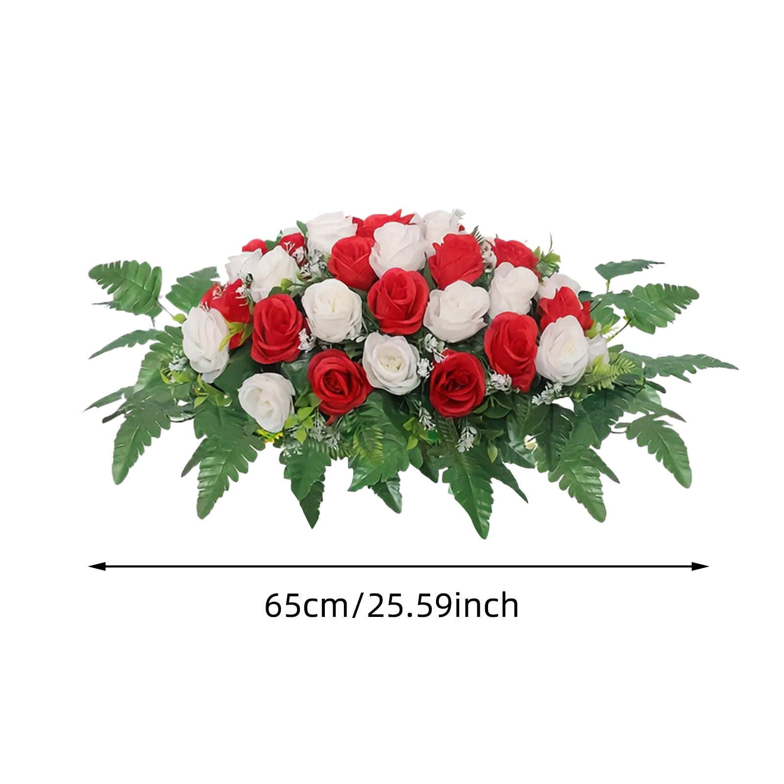 Artificial Cemetery Flower Bouquet with Saddle Weather-Resistant Realistic Silk Rose Memorial Arrangement Lasting Grave Decor for Headstones, Memorials & Cemetery Visits