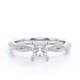 thumbnail image 1 of JeenMata Anillo de Compromiso de 4 Puntas con Diamantes de Talla Princesa con Detalles Pavé en Oro Blanco de 10 K, 1 of 6
