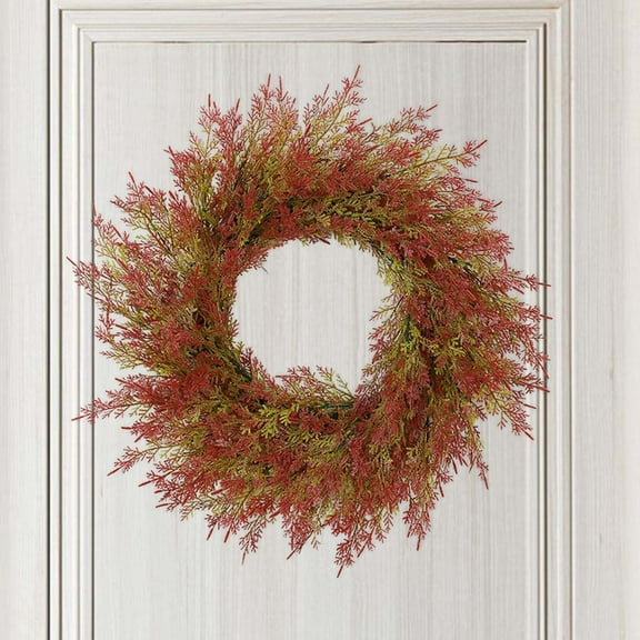 Artificial Green Wreath for Front Door, All-Season Outdoor Door Wreath, Waterproof Fir Wreath for Home, Porch, Wedding, Farmhouse, Wall, and Window Decoration