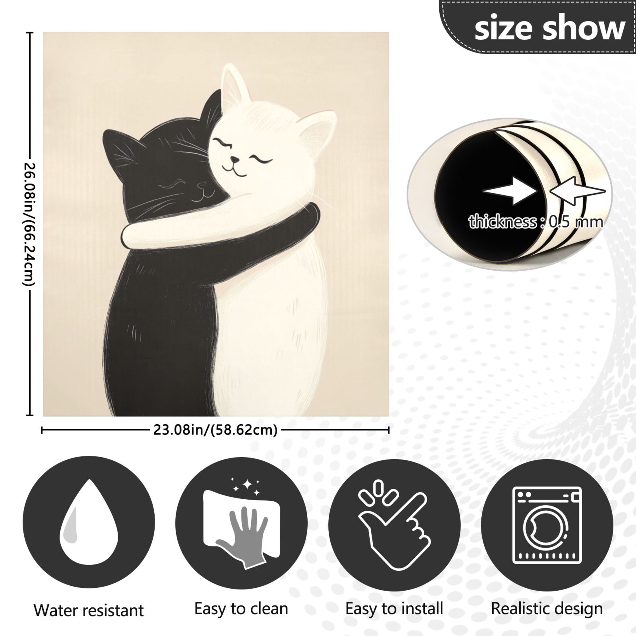 Dishwasher Magnetic Sticker 23x26 Inch Refrigerator Magnetic Sticker Washing Machine Magnetic Sticker Kitchen Panel Magnetic Sticker Home Decor Two Cats Hugging