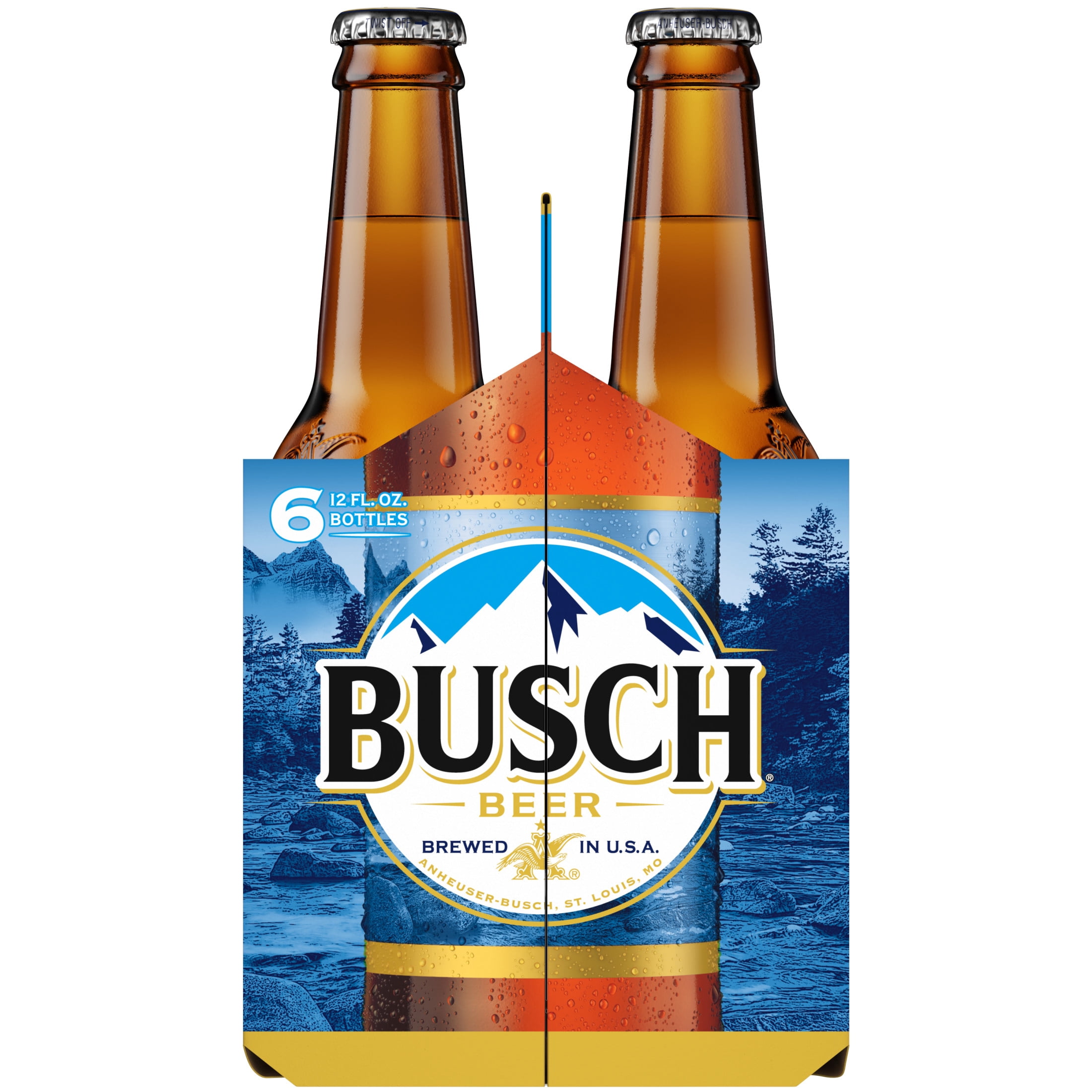 Busch American Lager Beer 6 pack 12 fl oz Glass Bottles 4.3% ABV