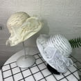 thumbnail image 3 of Ladies French Floral Embellished Wide Brim Sun Hat Netted Beach - Vintage Elegant Summer Sun Protection, 3 of 3
