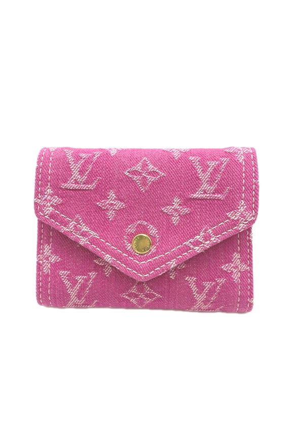 Pre-Owned LOUIS VUITTON Monogram Denim Portefeuille Victorine Fuchsia M27707 Tri-fold Wallet...