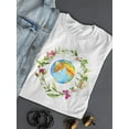 thumbnail image 3 of Beautiful Floral World Globe T-Shirt Women -Image by Shutterstock, Female Large, 3 of 4