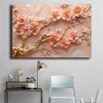 thumbnail image 4 of Mudket Pink Cherry Blossom Tree on Marble with Gold Canvas Wall Art, Framed Floral Print, Ready to Hang Wall Decor for Living Room Bedroom, Luxury Artwork - 12"L x 8"W, 4 of 10