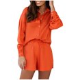 thumbnail image 1 of Moda mujer Casual verano cuello pico botón manga larga camisa Top + pantalón conjunto Wmkox8yi  bvn151, 1 of 9