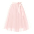 thumbnail image 4 of Women Carnevale Midi Tutu Skirt Solid Color High Waist Fashionable Bow Belt Tiered Layered Tulle Skirts Knee Length Prom Party Wedding Dance Dailywear Beach Vacation Clothes, 4 of 6