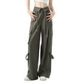 thumbnail image 2 of Women's Casual Pants High Waisted Wide Leg Straight Hem Comfortable Trousers for Daily Wear Outfits in Summer and Fall, 2 of 9