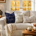 thumbnail image 3 of Fall Pumpkin Plush Pillow Covers 18x18, Faux Fur Decorative Pillow Cases for Couch, Halloween Decor for Living Room Bedroom, 2 Set, Beige Brown Stem, 3 of 7
