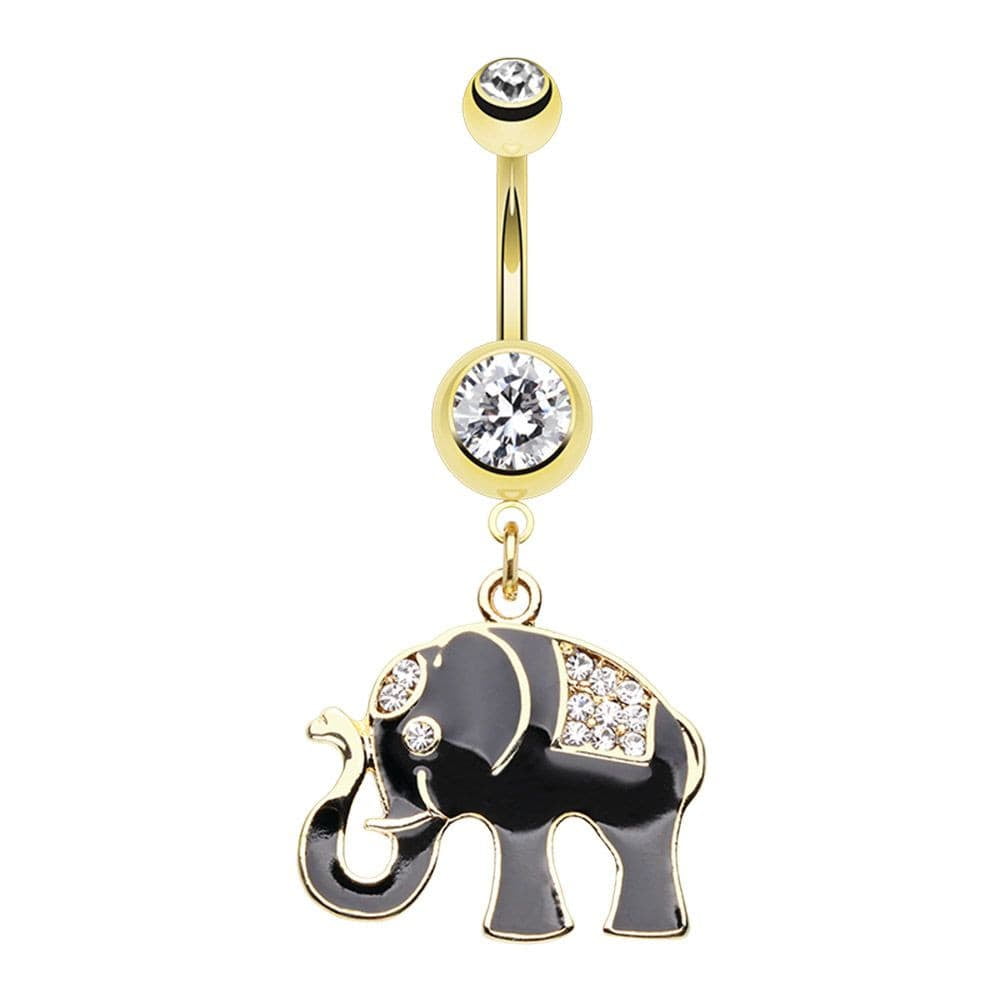 Golden Good Luck Ganesh Elephant Belly Button Ring