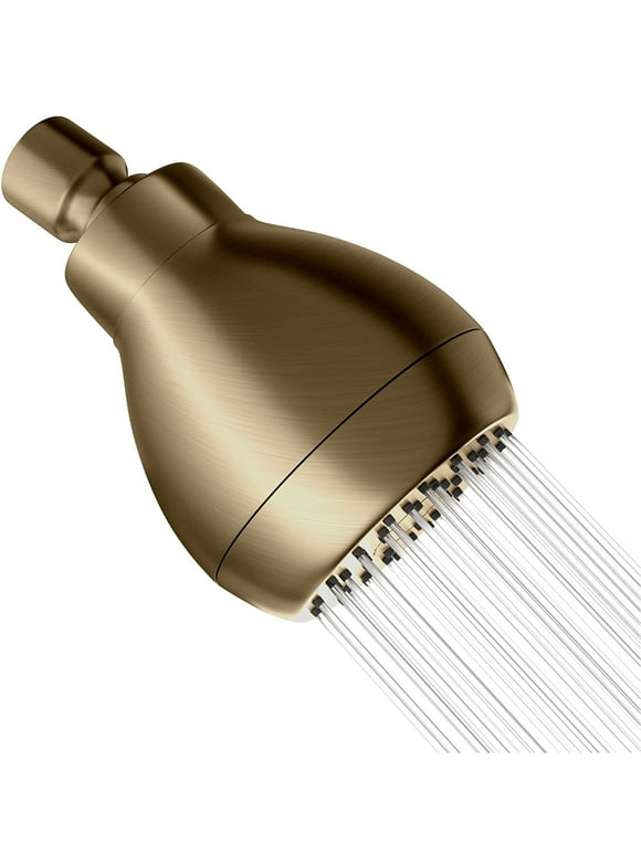 Exclusive Home Goods High Pressure Shower Head with Shower Arm, 2.5 GPM Brushed Gold