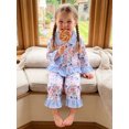 thumbnail image 4 of RUINIXCW Toddler Baby Girl Spring Fall Winter Pajamas Set Kids PJS Sleepwear Floral Print Ruffled Button Down Collar Long Sleeve Shirt Tops Pants Set, 4 of 10