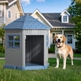 thumbnail image 4 of Niche pour Chien en Résine Durable et Résistante aux Intempéries – Abri Intérieur/extérieur avec Évents, Plancher Surélevé et Protection UV – Convient aux Petits à Grands Chiens, Bleu, 34.8x30.51x36.89 Po, 4 of 7