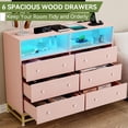 thumbnail image 2 of Commode Rose à 6 Tiroirs avec Lumières DEL RVB et Station de Recharge Intégrée : Coffre Moderne en Bois de Grande Capacité, 2 of 5