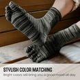 thumbnail image 3 of 5 Pairs Men's Toe Socks Cotton Fun Casual Athletic Running Ankle Five Finger Crew Socks Sweat Absorbent & Durable Fashion Accessories Menswear Beige Plain Stripe, 3 of 8