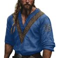 thumbnail image 1 of Chemise Décontractée pour Homme à Manches Longues et Col en V, Style Rétro avec Tissu en Polyester pour un Port Confortable au Printemps et en Été, Idéale pour la Mode de Rue et les Activités de Plein Air, 1 of 7