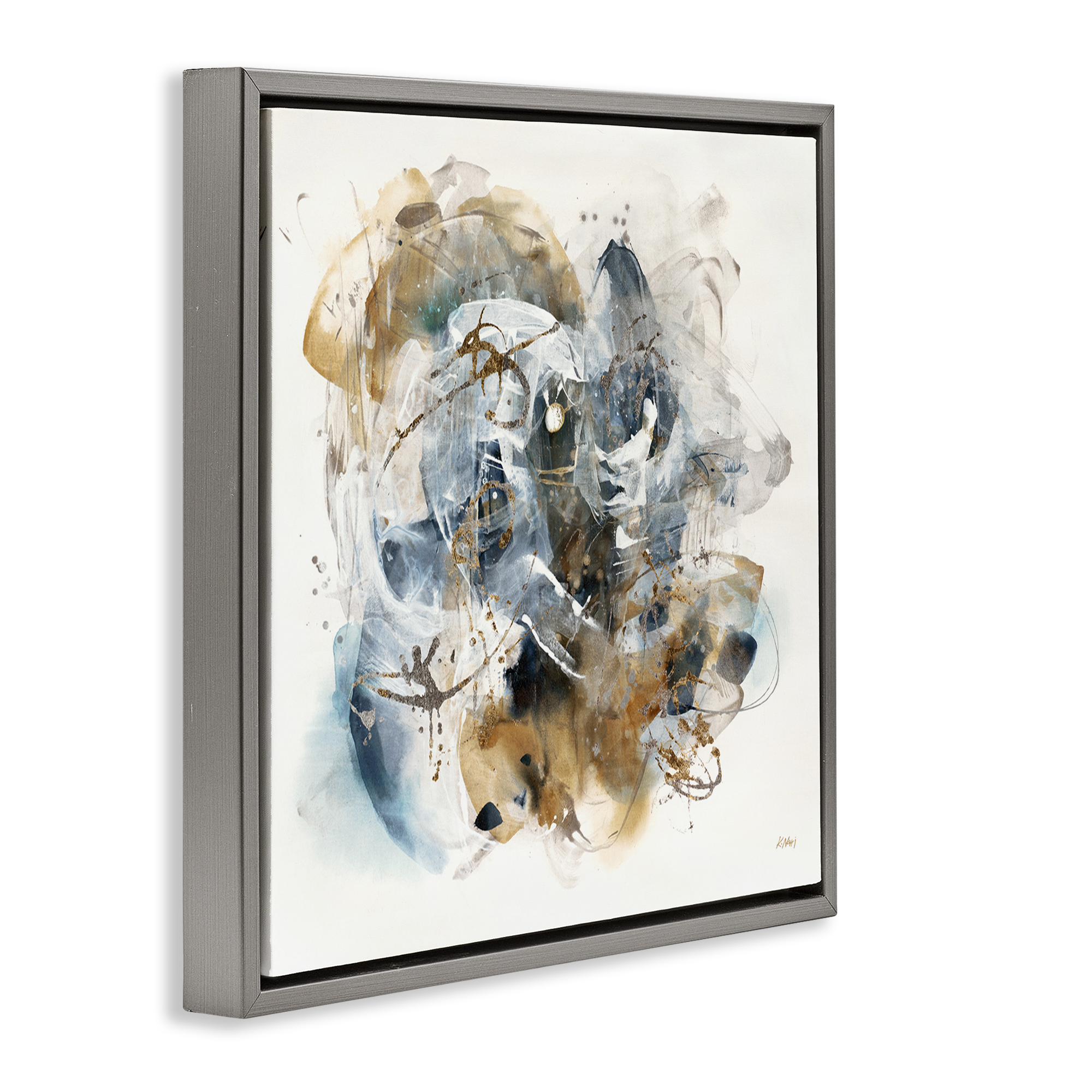 Stupell Industries Southwestern Paint Splatter Abstract Painting Gray Floater Framed Canvas Art Print Wall Art, 25 x 25