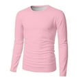 thumbnail image 6 of Dresfit Mens Thermal Shirts Crew Neck Big and Tall Shirt Fall Knit Long Sleeve Solid Color Athletic Tops 2025 Lightweight Basic Loose Fit Pullover Tops Pink XL, 6 of 7
