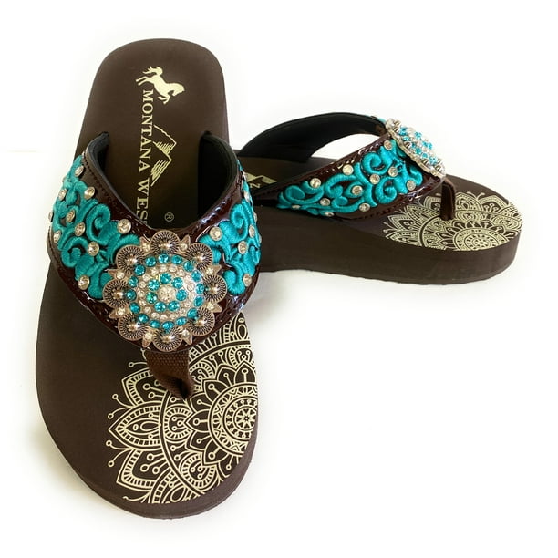 turquoise wedge flip flops