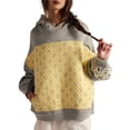 thumbnail image 1 of Sudadera con Capucha Extragrande para Mujer, con Bordado Floral, Bloques de Color, Deshilachada, Larga Gris S, 1 of 8
