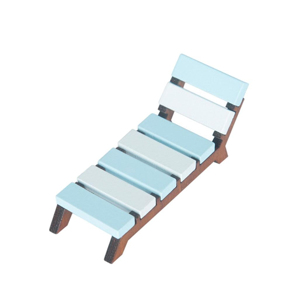 Birch Miniature Chair Recliner 1/12 Scale Dollhouse Lawn Creative White