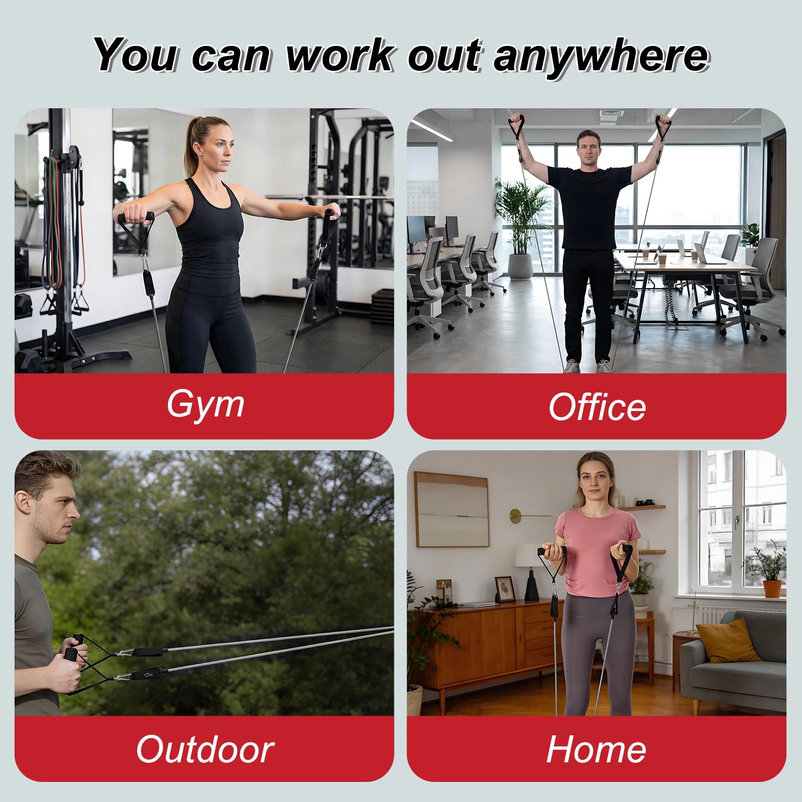 Gaderth 5 Pcs Exercise Resistance Bands with Handles Physical Resistance Tube Workout Bands, Adjustable Resistance Bands, TPE Material for Muscle Toning Strength Training