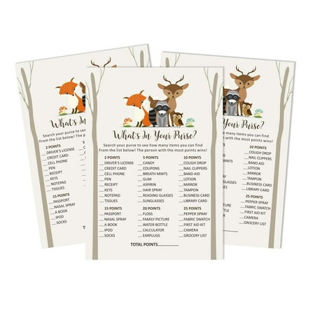 Inkdotpot Jungle Animals 50 Sheets What'sIn Your PurseBaby Shower GameCards Gender Neutral Activity CardsPartyIdea Baby Shower Party Supply