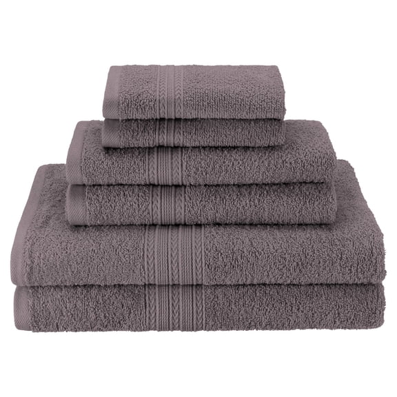 Eco-Friendly 100% Cotton Ring-Spun 6-Piece Towel Set, 2 Bath, 2 Hand, 2 Face Graphite