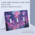 thumbnail image 3 of Yayeee Toggle Light Switch Wall Plate 3-Gang 6.37"x4.48" Decorative Outlet Cover, Neon Jellyfish, 3 of 7