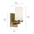 thumbnail image 4 of KICHLER Crosby 1-Light Natural Brass Bathroom Indoor Wall Sconce Light with Satin Etched Cased Opal Glass Shade, 4 of 5
