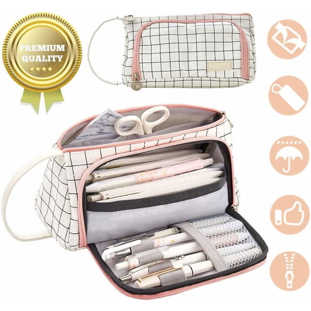 Estuche para lápices para adolescentes, con 3 compartimentos, gran capacidad, para bolígrafos