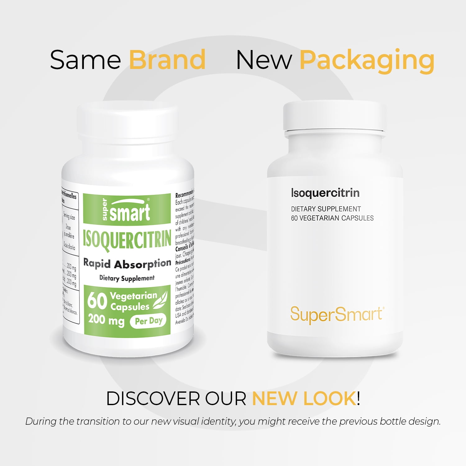 SuperSmart Alpha Glycosyl IsoQuercitrin 200mg per Day (Patented) - Bioactive Quercetin EMIQ - Flavonoid Supplement | Non-GMO & Gluten Free - 60 Vegetarian Capsules