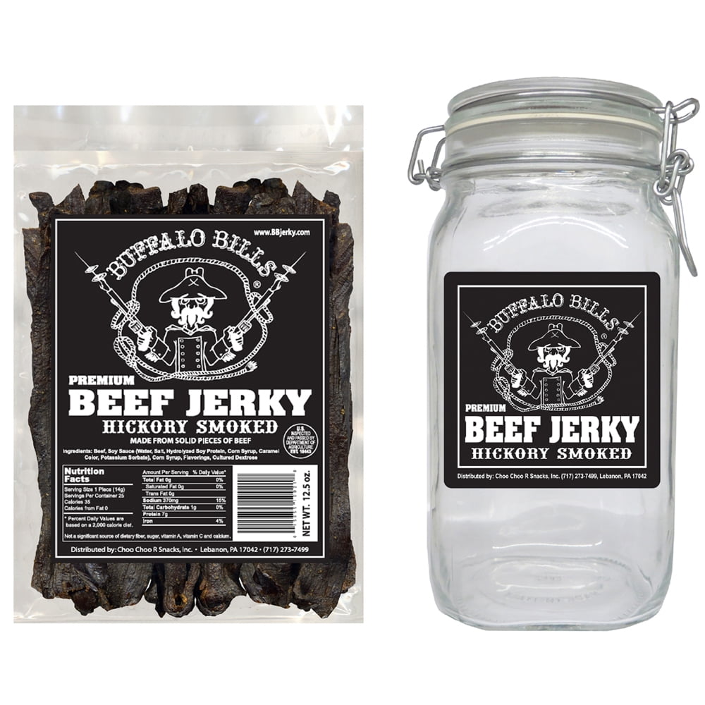 Buffalo Bills Hickory Smoked Beef Jerky 1 Bag Starter Kit (1 bag and 1 jar)