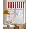 thumbnail image 4 of Red White Stripe Linen Curtain Valance for Bedroom/Bathroom/Kitchen/Living/Dining Room Window,Modern Geometric Minimalist Vertical Striped Pocket Topper Drapes Decorative Cafe Drapery Panel 60"x18", 4 of 6